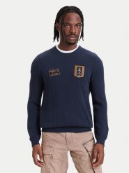 Aeronautica Militare Sweter 262MA1659UL00903 Granatowy Regular Fit. Niebieskie swetry męskie Aeronautica Militare, m, bez wzorów, z bawełny, bez kołnierzyka, bez ramiączek. Za 664.99 zł.