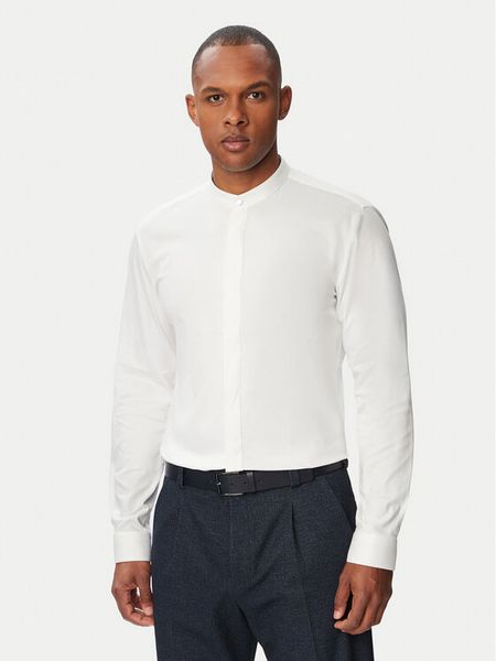 HUGO Koszula Kaleb 50544949 Biały Slim Fit. Białe koszule męskie Hugo, m, bez wzorów, z bawełny, biznesowe, bez kołnierzyka, bez ramiączek. Za 363.99 zł.