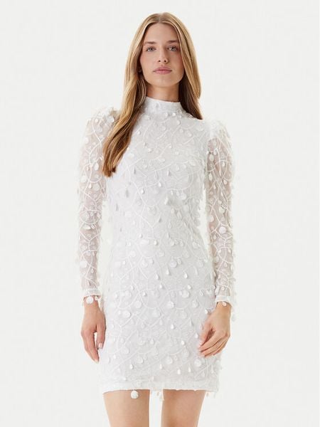 YAS Sukienka koktajlowa 26030914 Biały Slim Fit. Białe sukienki damskie YAS, s, bez wzorów, z syntetyku, wizytowe, bez kołnierzyka, bez ramiączek. Za 269.99 zł.
