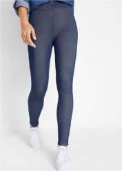 Legginsy termiczne z imitacji jeansu. Niebieskie legginsy damskie bonprix, bez wzorów, z jeansu. Za 79.99 zł.