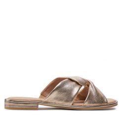 Klapki Caprice. Żółte klapki damskie Caprice, bez wzorów, bez obcasa, bez zapięcia. Za 169.99 zł.