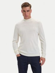Calvin Klein Golf LV04LE309G Kremowy Regular Fit. Białe swetry męskie Calvin Klein, m, bez wzorów, z wełny, bez kołnierzyka, bez ramiączek. Za 529.99 zł.