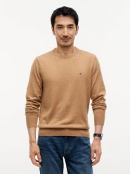 Tommy Hilfiger Sweter z dodatkiem kaszmiru Mężczyźni Bawełna brązowy, L. Brązowe swetry męskie Tommy Hilfiger, l, bez wzorów, z bawełny, bez kołnierzyka, bez ramiączek. Za 489.95 zł.