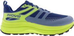 Buty do biegania męskie Inov-8 TrailFly Max Wide - blue/lime/black. Czarne buty sportowe męskie Inov-8, bez wzorów, bez zapięcia, do biegania. Za 441.82 zł.