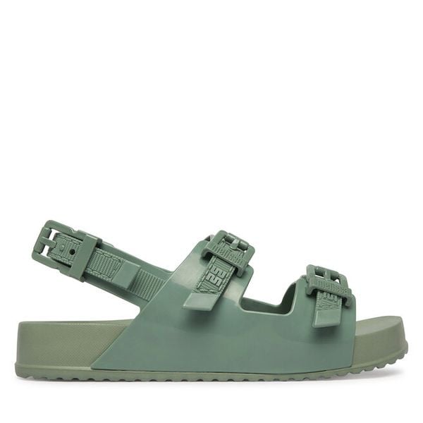 Sandały Melissa. Zielone sandały damskie Melissa, bez wzorów, bez obcasa, na płaskiej podeszwie, bez zapięcia. Za 248.99 zł.