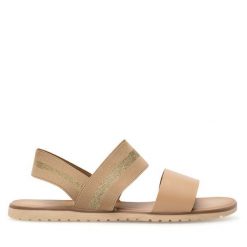 Sandały Clara Barson. Brązowe sandały damskie Clara Barson, bez wzorów, bez obcasa, na płaskiej podeszwie, bez zapięcia. Za 79.99 zł.