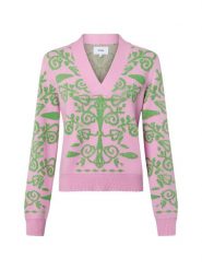 Nümph sweter z dzianiny - Nuseida Kobiety różowy|zielony|wielokolorowy, L. Czerwone swetry nierozpinane damskie Nümph, l, bez wzorów, z dzianiny, eleganckie, bez kołnierzyka, bez ramiączek. Za 169.95 zł.