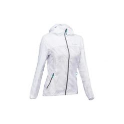 Kurtka turystyczna FH500 Helium Wind damska. Fioletowe kurtki sportowe damskie QUECHUA, xl, bez wzorów, z materiału, bez ramiączek, bez kaptura, climacool (adidas). W wyprzedaży za 59.99 zł.
