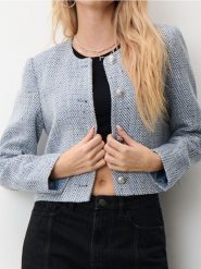 Żakiet - wielobarwny. Marynarki i żakiety damskie Sinsay, bez wzorów, bez kołnierzyka, bez ramiączek. Za 42.99 zł.