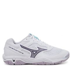 Buty halowe Mizuno. Białe obuwie sportowe damskie Mizuno, bez wzorów, bez zapięcia, mizuno wave. Za 309.99 zł.
