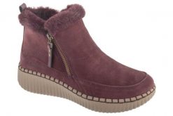 Buty zimowe damskie, Wilshire Blvd - Fresh Zip. Czerwone obuwie trekkingowe damskie Skechers, z materiału, bez zapięcia. Za 259.99 zł.