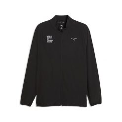 Męska kurtka rozgrzewkowa PUMA × HYROX DRYELITE PUMA. Czarne kurtki męskie Puma, m, bez wzorów, z materiału, klasyczne, bez kaptura. Za 399.00 zł.