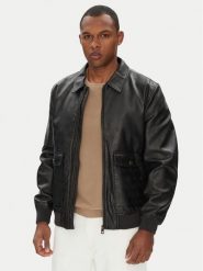Guess Kurtka z imitacji skóry M5YL01 WGUC0 Czarny Regular Fit. Czarne kurtki męskie Guess, m, z aplikacjami, ze skóry, bez kaptura. Za 609.99 zł.