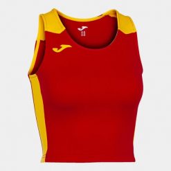 Tank top do biegania damski Joma Record II Crop top. Czerwone topy damskie Joma, l, bez wzorów, sportowe, bez kołnierzyka, bez ramiączek. W wyprzedaży za 124.95 zł.