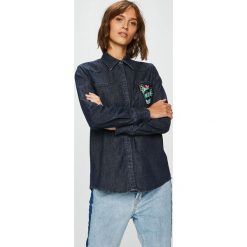 Trussardi Jeans - Koszula. Niebieskie koszule damskie TRUSSARDI JEANS, s, z aplikacjami, z bawełny, casualowe, bez kołnierzyka, bez ramiączek. W wyprzedaży za 399.90 zł.