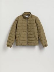 Pikowana kurtka ze stójką - jasny zielony. Zielone kurtki męskie Reserved, l, bez wzorów, z tkaniny, bez kaptura. Za 199.99 zł.