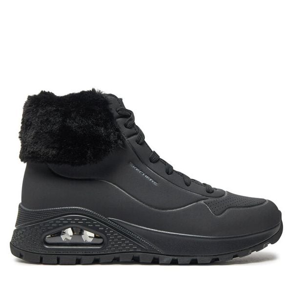Trzewiki Skechers. Czarne botki damskie Skechers, bez wzorów, bez obcasa, na płaskiej podeszwie, bez zapięcia. Za 407.99 zł.