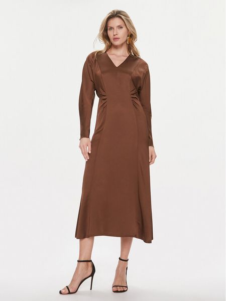 Boss Sukienka koktajlowa Daniki 50505634 Brązowy Regular Fit. Brązowe sukienki damskie Boss, bez wzorów, z wiskozy, wizytowe, bez kołnierzyka, bez ramiączek. Za 1,719.00 zł.