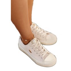 Materiałowe Trampki Damskie Big Star RR274768 Beżowe beżowy. Brązowe trampki i tenisówki damskie bez wzorów, z gumy, bez zapięcia. Za 207.99 zł.