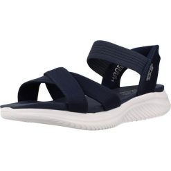 Sandały SKECHERS 119975S Niebieski. Niebieskie sandały damskie Skechers, bez wzorów, z tkaniny, bez obcasa, bez zapięcia. Za 297.99 zł.