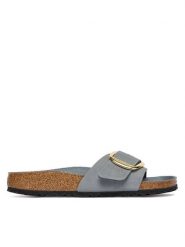 Birkenstock Klapki Madrid Big Buckle Hex 1032090 Szary. Szare klapki damskie Birkenstock, bez wzorów, ze skóry, bez obcasa, bez zapięcia. Za 549.99 zł.