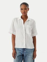 Tommy Hilfiger Koszula WW0WW48925 Biały Relaxed Fit. Białe koszule damskie Tommy Hilfiger, xs, bez wzorów, ze lnu, bez kołnierzyka, bez ramiączek. Za 409.99 zł.