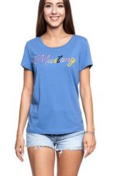 MUSTANG T SHIRT DAMSKI Alina C Print 1009824 5158. Niebieskie t-shirty damskie Mustang, s, bez wzorów, bez kołnierzyka, bez ramiączek. Za 69.99 zł.