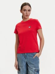 Tommy Jeans T-Shirt DW0DW22274 Czerwony Regular Fit. Czerwone t-shirty damskie Tommy Jeans, m, bez wzorów, z bawełny, bez kołnierzyka, bez ramiączek. Za 169.99 zł.