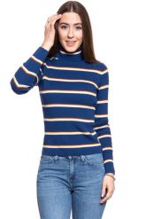 DAMSKI SWETER WRANGLER TURTLE NECK BLUE DEPTHS W8N0PWXJY 112132401. Niebieskie swetry nierozpinane damskie Wrangler, xs, bez wzorów, bez kołnierzyka, bez ramiączek. W wyprzedaży za 69.99 zł.