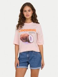 ONLY T-Shirt Phoebe 15351369 Różowy Regular Fit. Czerwone t-shirty damskie ONLY, s, bez wzorów, z bawełny, bez kołnierzyka, bez ramiączek. Za 59.99 zł.