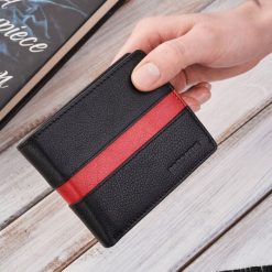 Portfel męski skórzany elegancki mały klasyczny czarny Brodrene G-95MN/BL. Czarne portfele męskie bez wzorów, z materiału. Za 30.86 zł.