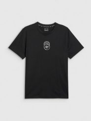 4F T-shirt regular z nadrukiem męski - czarny XL. Czarne t-shirty męskie 4F, m, bez wzorów, z bawełny, bez kołnierzyka, bez ramiączek. Za 59.99 zł.