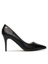 DeeZee Szpilki EZ-23-1A Czarny. Czarne szpilki damskie DeeZee, bez wzorów, ze skóry, bez obcasa, na szpilce, bez zapięcia. Za 139.99 zł.