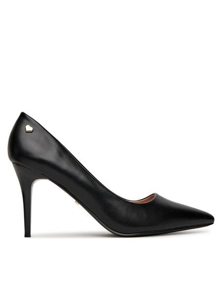 DeeZee Szpilki EZ-23-1A Czarny. Czarne szpilki damskie DeeZee, bez wzorów, ze skóry, bez obcasa, na szpilce, bez zapięcia. Za 139.99 zł.