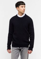 MUSTANG Emil C Crew MĘSKI SWETER Dark Sapphire 1015801 4136. Niebieskie swetry męskie Mustang, m, bez wzorów, bez kołnierzyka, bez ramiączek. Za 139.99 zł.
