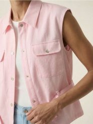 Koszula bez rękawów z wiskozą i domieszką lnu - różowy. Czerwone koszule damskie Sinsay, l, bez wzorów, z wiskozy, bez kołnierzyka, bez ramiączek. Za 49.99 zł.