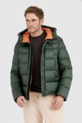 BLAUER Ciemnozielona puchowa kurtka męska TRACY z kapturem. Zielone kurtki męskie Blauer USA, l, bez wzorów, z puchu, z kapturem. W wyprzedaży za 1,019.99 zł.
