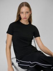 4F T-shirt regular z nadrukiem damski - czarny XXL. Czarne t-shirty damskie 4F, uniwersalny, bez wzorów, z dzianiny, klasyczne, bez kołnierzyka, bez ramiączek. Za 59.99 zł.