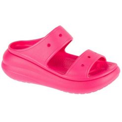 Klapki Crocs Classic Crush Sandal 207670-6ZQ różowe. Czerwone klapki damskie bez wzorów, sportowe, bez obcasa, bez zapięcia. Za 311.70 zł.