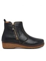 Pikolinos Botki Granada W0W-8988 Czarny. Czarne botki damskie Pikolinos, bez wzorów, ze skóry, bez obcasa, na słupku, bez zapięcia. Za 759.99 zł.