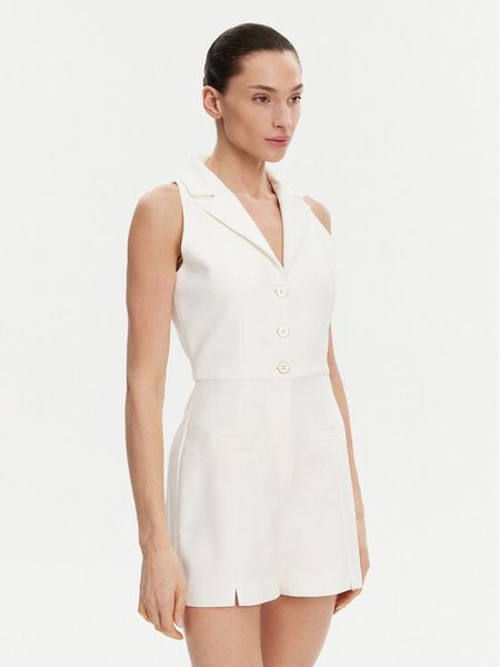 Morgan Kombinezon 241-SHIWI.F Biały Regular Fit. Białe sukienki damskie Morgan, bez wzorów, z bawełny, bez kołnierzyka, bez ramiączek. Za 239.99 zł.