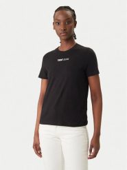 Tommy Jeans T-Shirt DW0DW22277 Czarny Regular Fit. Czarne t-shirty damskie Tommy Jeans, l, bez wzorów, z bawełny, bez kołnierzyka, bez ramiączek. Za 129.99 zł.