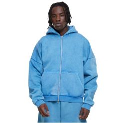 Bluza z kapturem i zamkiem błyskawicznym Urban Classics 90's Heavy Sand Washed. Niebieskie bluzy męskie Urban Classics, m, bez wzorów, z kapturem. Za 305.50 zł.