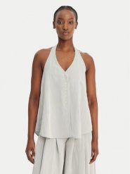 Eleh Bluzka SS260092 Błękitny Relaxed Fit. Niebieskie bluzki damskie Eleh, bez wzorów, z syntetyku, bez kołnierzyka, bez ramiączek. Za 256.99 zł.
