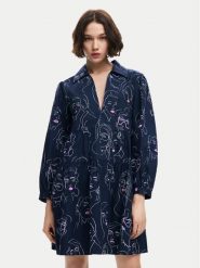 Desigual Sukienka codzienna Louisville 24WWVW66 Granatowy Loose Fit. Niebieskie sukienki damskie Desigual, na co dzień, s, bez wzorów, z bawełny, bez kołnierzyka, bez ramiączek, proste. Za 239.99 zł.