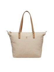 Tommy Hilfiger Torebka Poppy Summer Tote AW0AW17203 Beżowy. Brązowe shopperki damskie Tommy Hilfiger, bez wzorów, z materiału, bez dodatków. Za 289.99 zł.