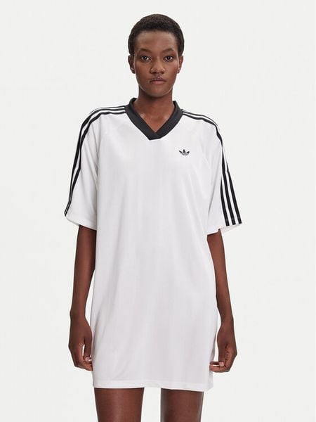 Adidas Sukienka codzienna adicolor Football Jacquard KB8153 Biały Oversize. Białe sukienki damskie Adidas, na co dzień, xs, bez wzorów, z syntetyku, bez kołnierzyka, bez ramiączek, oversize. Za 149.99 zł.