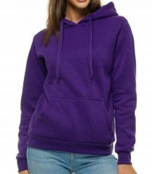 Damska bluza dresowa kangurka z kapturem L fiolet. Bluzy damskie Ombre, l, bez wzorów, z dresówki, bez ramiączek, z kapturem. Za 81.70 zł.
