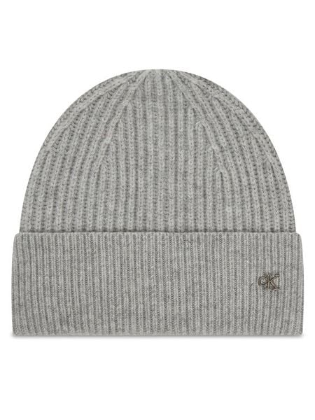 Calvin Klein Czapka Ck Metal Wool Beanie LV04D8032G Szary. Szare czapki damskie Calvin Klein, na zimę, bez wzorów, z wełny. Za 109.99 zł.