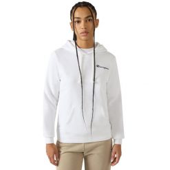 Bluza damska Champion z kapturem - dopasowany krój. Białe bluzy damskie Champion, xl, bez wzorów, z polaru, bez ramiączek, z kapturem. Za 190.99 zł.